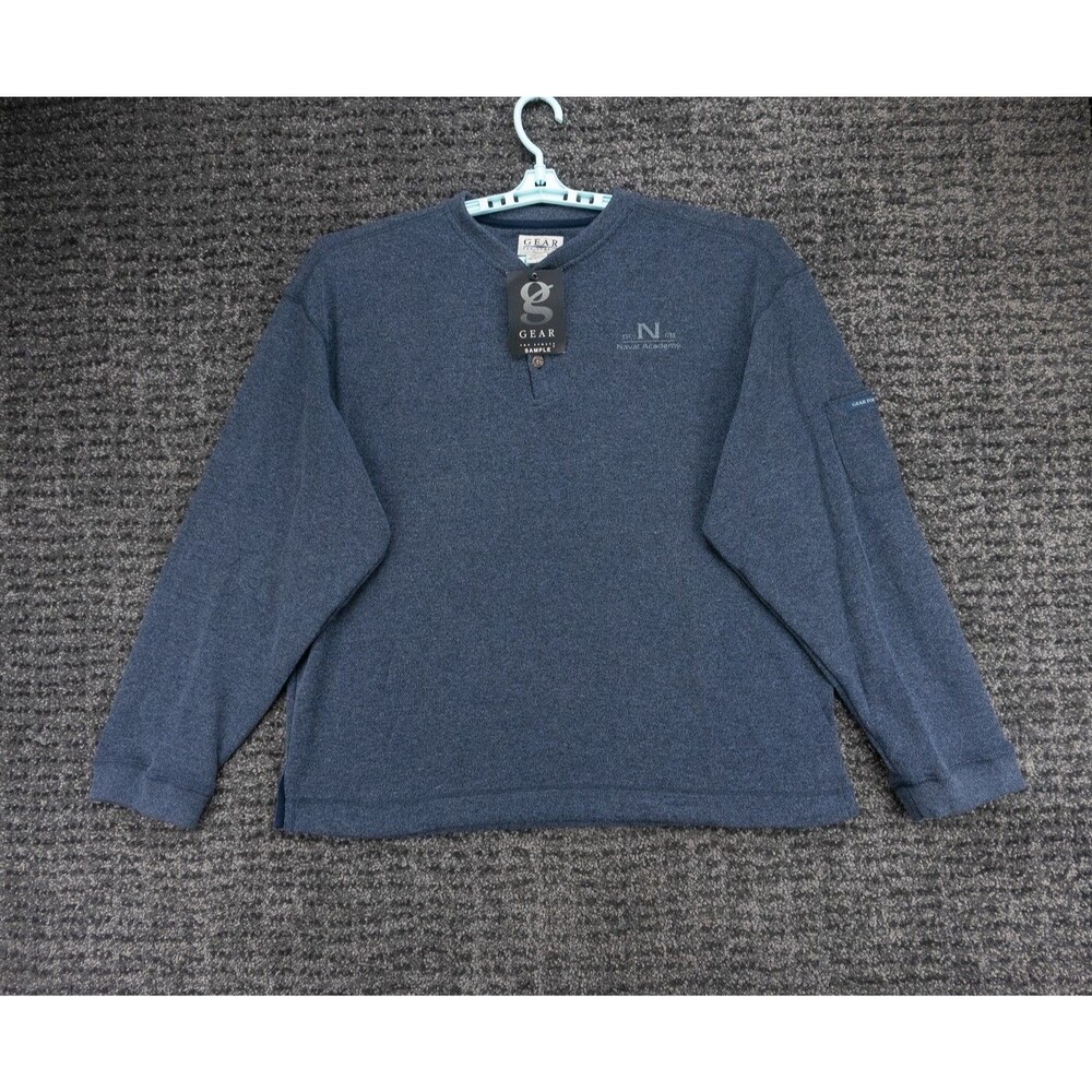 Naval Academy Sweater Mens Large Blue Oversized Henley US Navy Midshipmen NWT